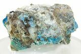 Vibrant Blue Cyanotrichite with Cubic Fluorite - China #238825-2